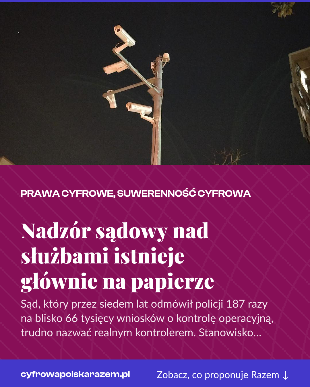 Grafika pionowa do udostępnienia: Nadzór sądowy nad służbami istnieje głównie na papierze