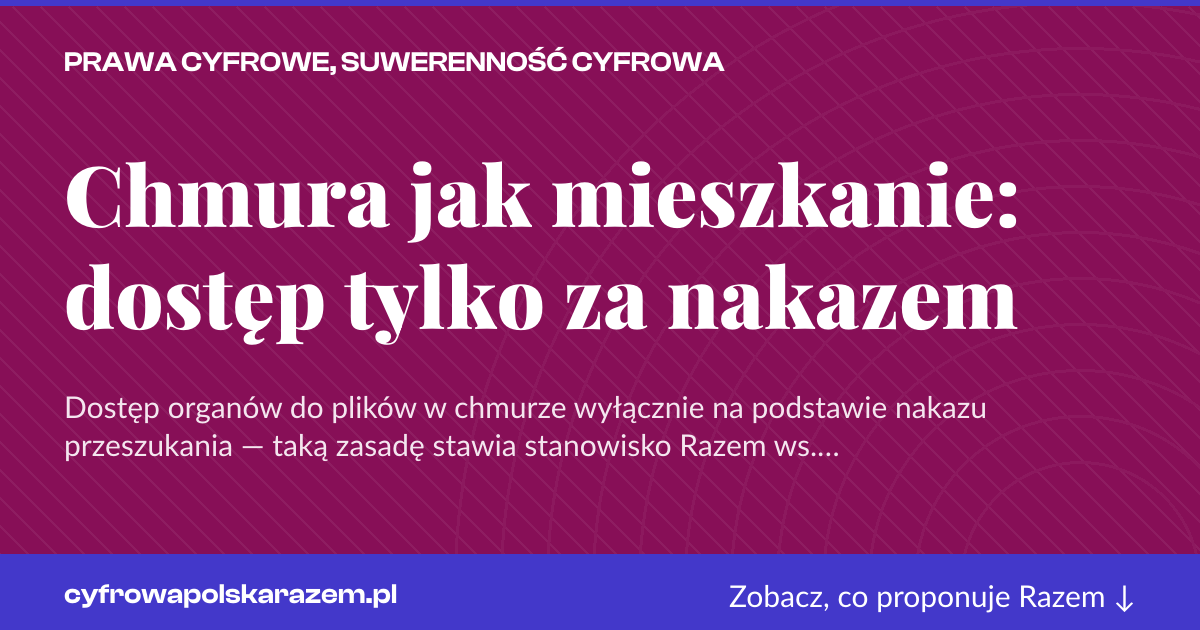 Karta social do udostępnienia: Chmura jak mieszkanie: dostęp tylko za nakazem