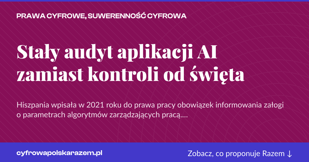 Karta social do udostępnienia: Stały audyt aplikacji AI zamiast kontroli od święta