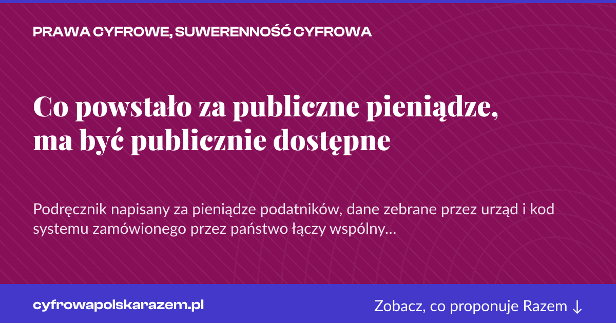 Karta social do udostępnienia: Co powstało za publiczne pieniądze, ma być publicznie dostępne