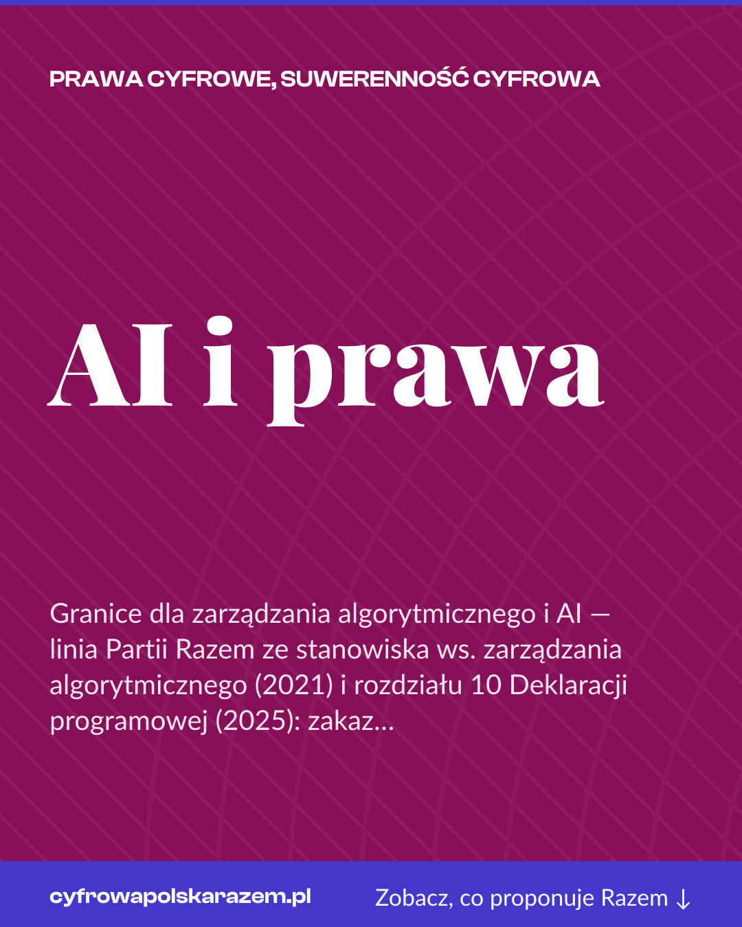 Grafika pionowa do udostępnienia: AI i prawa